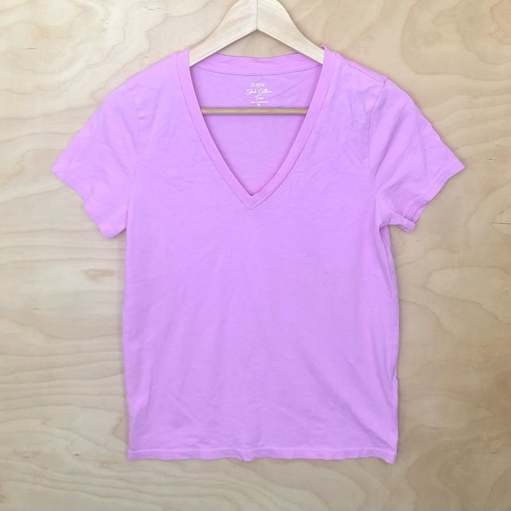 J. Crew Light Pink V-Neck Short Sleeve Tee Slub Cotton Women Small.